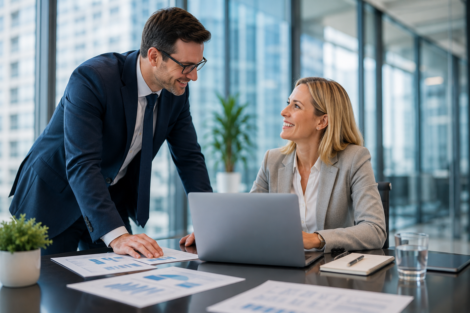 Business professionals discussing an investment opportunity