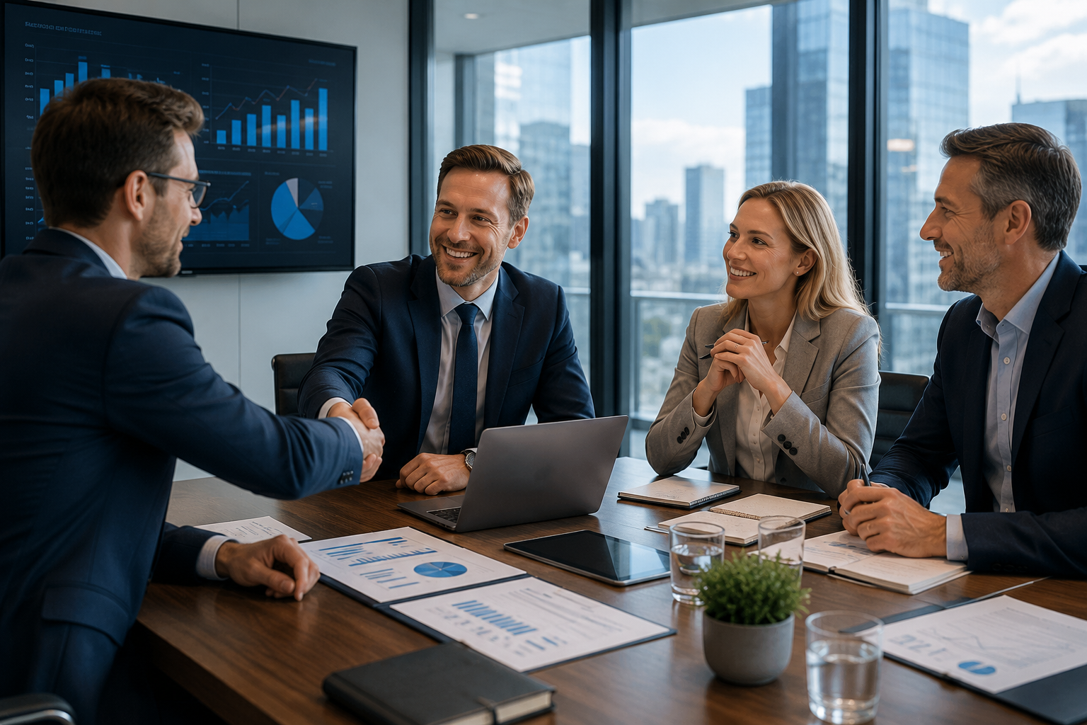 Business professionals meeting to discuss an investment opportunity